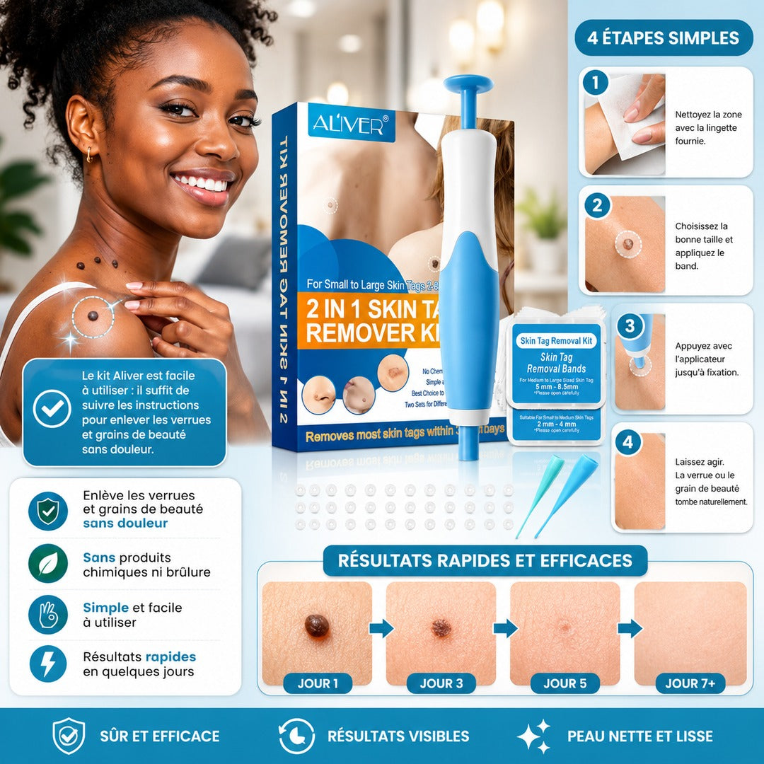 Kit de retrait de verrues et grains de beauté Aliver/ Homme et Femme