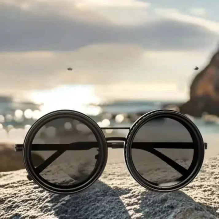 Lunettes De Soleil Rondes Polarisées À Teinte Réglable